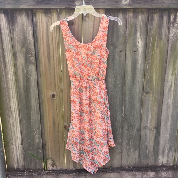 Peachy Floral Asymmetrical Dress - Picture 3 of 5
